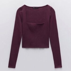 Zara Deep Purple Long Sleeve Crop Top